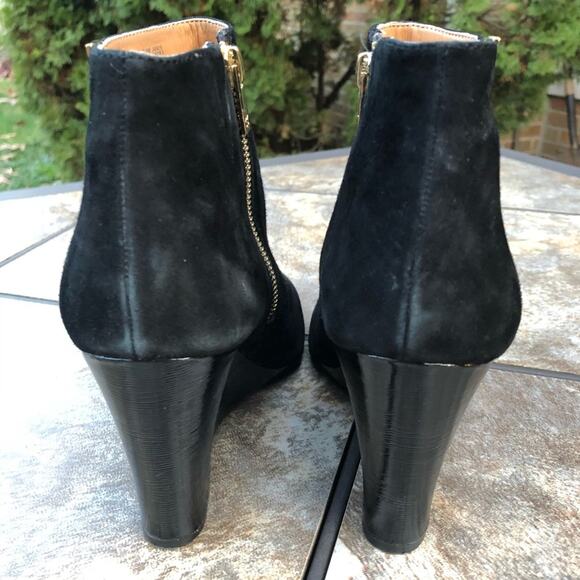 Calvin Klein Charlaine Black Suede Wedge Pointed Toe Ankle Booties 9.5 - Picture 5 of 12
